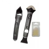 Set Razuitor Silicon Dedra, 2 Buc, 5 V&acirc;rfuri, Spatula Intins, Gletiera Semiprofesionala, Maner Plastic Negru, Otel, 0.1 Kg