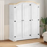 Șifonier Lemn Masiv Pin VidaXL Corona Alb 151.5x52x186 cm Dulap Haine Dormitor Spatios