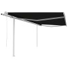 Copertină retractabilă automat, cu st&acirc;lpi, antracit, 4x3 m