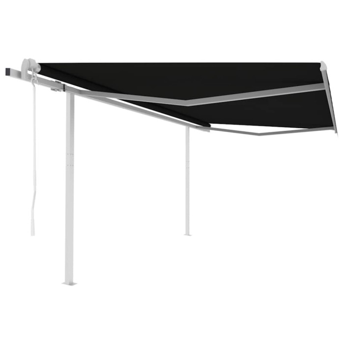 Copertină retractabilă automat, cu st&acirc;lpi, antracit, 4x3 m