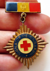 I.546 INSIGNA ROMANIA CRUCEA ROSIE DONATOR DE ONOARE h50mm foto