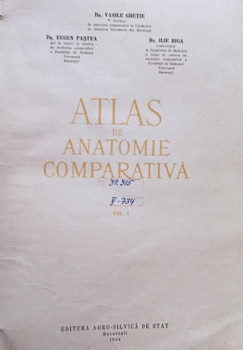 Vasile Ghetie - Atlas de anatomie comparativa, vol. 1 (1954)