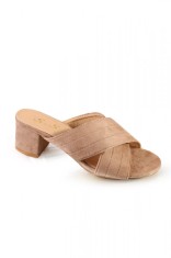PDS103-155 Papuci bej cu toc gros