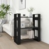 VidaXL Bibliotecă/Separator cameră, negru, 80x35x91 cm, lemn masiv pin