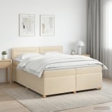 Cumpara ieftin Pat boxspring cu saltea cu headboard Crem 200 x 200 cm Tesatura