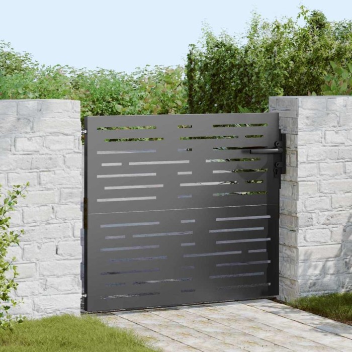 vidaXL Poartă de grădină Negru 105 x 100 cm Oțel vopsit &icirc;n pulbere 42015874