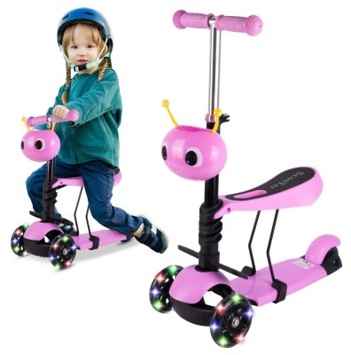Trotineta cu 3 roti cu scaun si cos Ladybug, roz, MalPlay 111337 foto