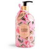 Sapun lichid cu dispenser si extract de trandafiri Scented Garden IDC Institute 40193, 500ml