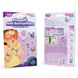 Set autocolante pentru tatuaje: fluturi și flori - 65 buc/pachet