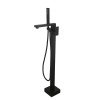 Baterie cada/dus Vina, montare podea, pipa pivotanta 360&deg;, alama, cartus ceramic, negru mat