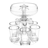 Dozator de sticla, cu 6 pahare de shot, pentru bar, din plastic, dimensiuni 12 * 13, 9 * 16, 1 cm, transparent