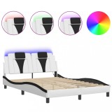 Cumpara ieftin Cadru de pat, Viana, cu LED fara saltea, alb si negru, 140x200 cm