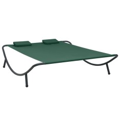 Pat șezlong de exterior, verde, material textil