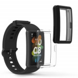 Cumpara ieftin Set 2 Huse pentru Huawei Band 7/Band 6/Honor Band 6, Kwmobile, Negru/Transparent, Silicon, 58915.01