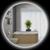Kleankin Oglindă rotundă luminoasă cu LED pentru baie &Oslash; 80 cm murală cu iluminare comutator tactil sistem antiaburire | Aosom Romania
