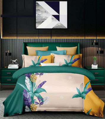 Lenjerie de pat pentru o persoana cu husa elastic pat si fata perna dreptunghiulara, Alwin, bumbac mercerizat, multicolor foto