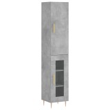Cumpara ieftin Dulap inalt, gri beton, 34,5x34x180 cm, lemn prelucrat