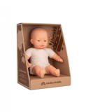 Papusa bebelus asiatic 32 cm in cutie cu corp moale, MINILAND