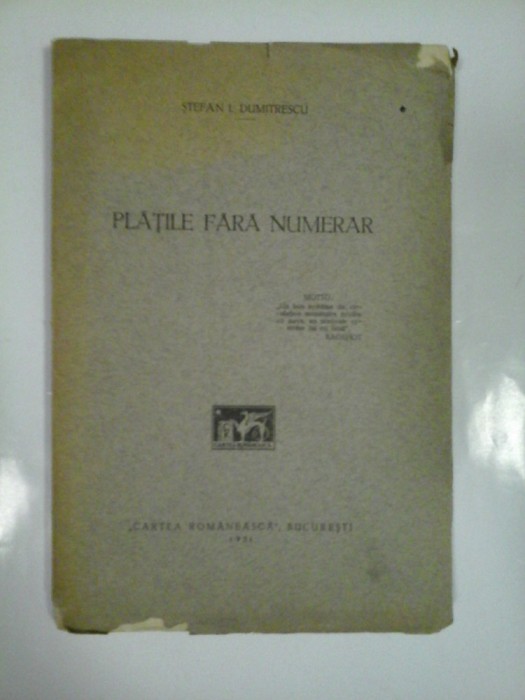 PLATILE FARA NUMERAR - STEFAN DUMITRESCU