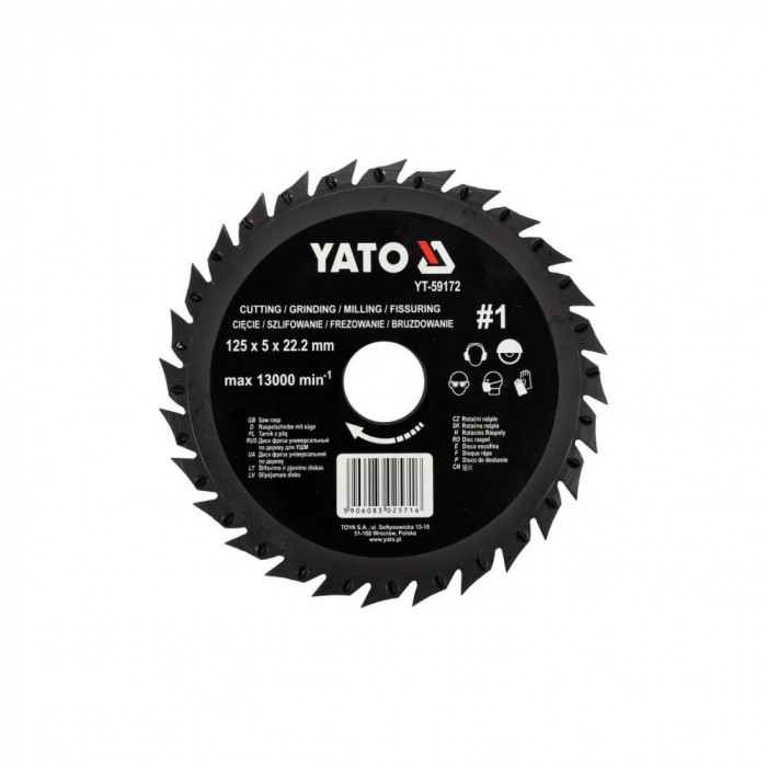 Disc circular raspel depresat 125 x 22.2 mm nr. 2 Yato YT-59172