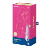 Vibrator Clitoris Satisfyer Vibes Charming Smile, Silicon Flex, 12 Functii, Reincarcabil USB, Mov, Rezistent Apa, Stimulare Punct G