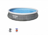 Piscina Bestway 396 x 84 cm cu pompa si filtru, imitatie rattan