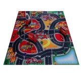 Set 3 masinute de Pompieri si Covor pentru joaca, 80x70 cm, ATU-083781, Plastic, Oem