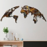 Cumpara ieftin Accesoriu decorativ de perete metalic World Map Medium Multicolor 150x59 cm