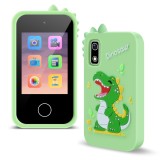 Telefon inteligent pentru copii ZYTEQ&reg;️ A10, 2.8 inch, husa silicon, HD 1080P, jocuri, video, muzica, alarma, incarcare USB-C, verde