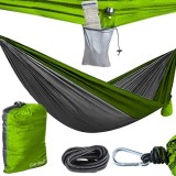 Hamac turistic Santiago 260x140 cm, ultrausor, cu husa si carabine