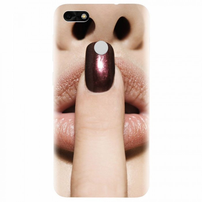 Husa silicon pentru Huawei P9 Lite mini, Finger Purple Nailpolish Girl Lips