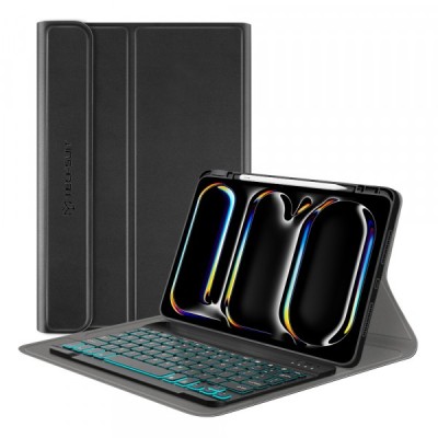 Husa cu Tastatura pentru Apple iPad Pro 11 (2024), Techsuit, CozyTab, Neagra foto