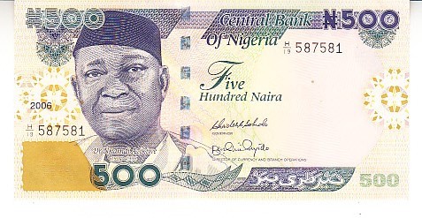 B11 20 - Bancnota foarte veche - Nigeria - 500 naira - 2006