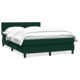 vidaXL Pat box spring cu saltea, Verde &icirc;nchis, 140x210 cm, catifea 3316404