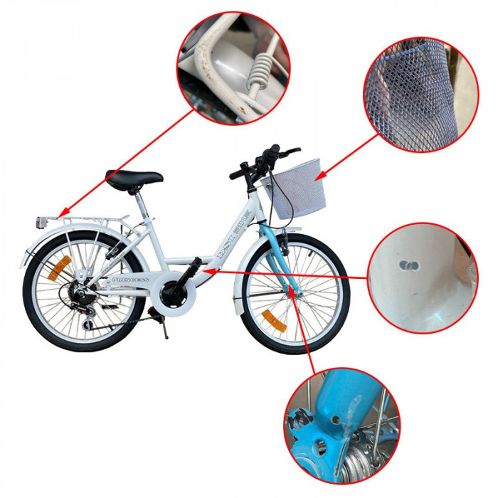 Bicicleta de oras, 20 inch, cadru otel, 6 viteze, cos cumparaturi, portbagaj, RESIGILAT