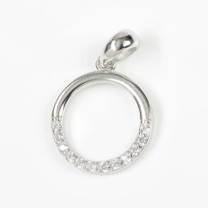 Pandantiv rotund din argint cu pietre acrilice