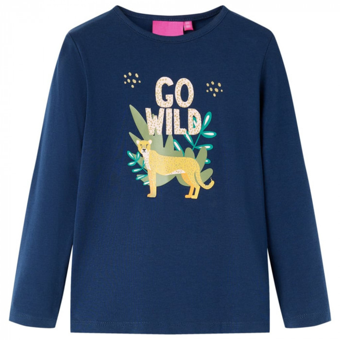 Tricou pentru copii cu m&acirc;neci lungi, bleumarin, 140
