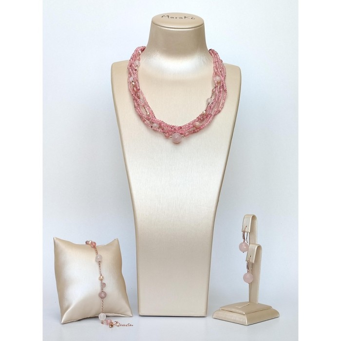 Set Allure din cuarț roz, opal și perle