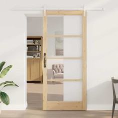 vidaXL Ușă glisantă Manual Maro 93 x 211 cm Lemn și metal