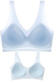 Sutien invizibil fără cusaturi, Linovit&reg;, cu cupe fine, material respirabil si antibacterian, uscare rapida, Blue sky - Blue Sky, L