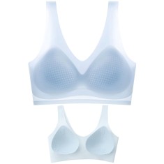 Sutien invizibil fără cusaturi, Linovit&reg;, cu cupe fine, material respirabil si antibacterian, uscare rapida, Blue sky - Blue Sky, L