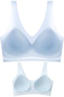 Sutien invizibil fără cusaturi, Linovit&amp;reg;, cu cupe fine, material respirabil si antibacterian, uscare rapida, Blue sky - Blue Sky, XL foto