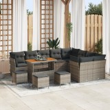 Set canapea grădină vidaXL 13 piese cu perne Gri Ratan Acacia