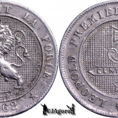 1862, 5 Centimes - Leopold I - Regatul Belgiei