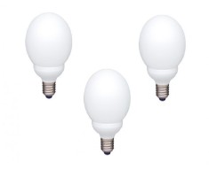 SET 3 becuri fluorescent Panasonic, soclu E27, putere 18W, forma sferic, lumina alb calda, alimentare 220 - 240 V, &quot;EFG18E27HD-3&quot; (timbru verde 1.35 l