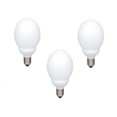 SET 3 becuri fluorescent Panasonic, soclu E27, putere 18W, forma sferic, lumina alb calda, alimentare 220 - 240 V, "EFG18E27HD-3" (timbru verde 1.35 l