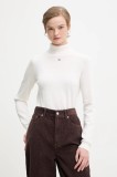 Tommy Jeans pulover de bumbac culoarea alb, light, cu guler, DW0DW21672