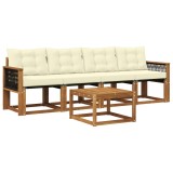 vidaXL Set de canapele de exterior cu pernă 5 pcs Natural și Crem 3381758
