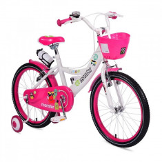 Bicicleta pentru fetite cu roti ajutatoare Little Monster Pink 20 inch