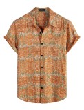 Cămașă hawaiiană pentru bărbați cu model floral, m&acirc;necă scurtă, tropicală &ndash; Portocaliu XL